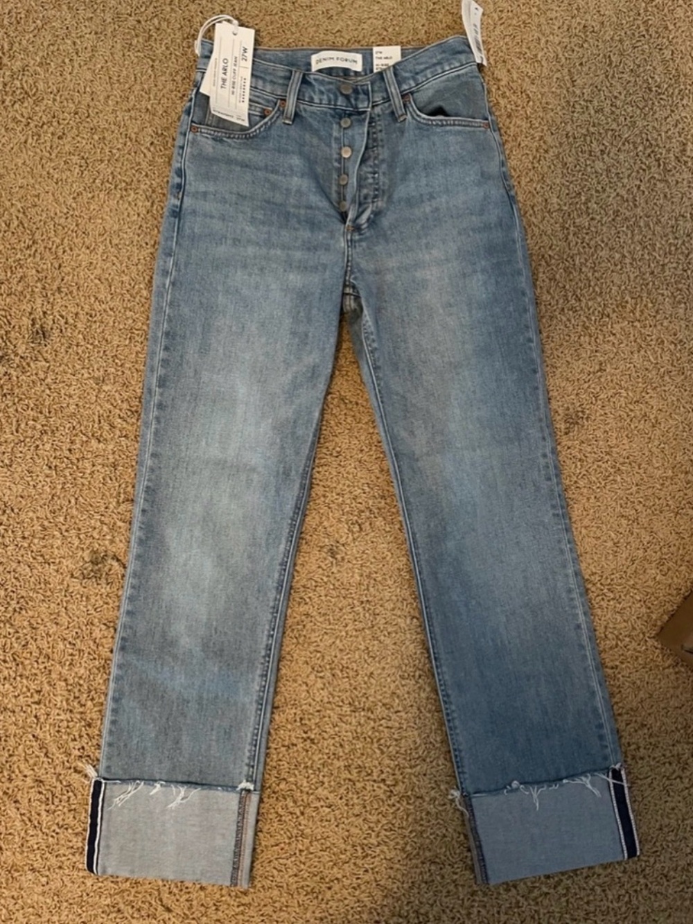 Denim Forum Light Blue Straight Leg Jeans